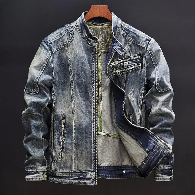 Zip V Denim Jackets Man Trendy Cowboy Coat for Men Loose Y2k Outwear In Lowest Price Korean Popular Clothes Lxury Fashion New