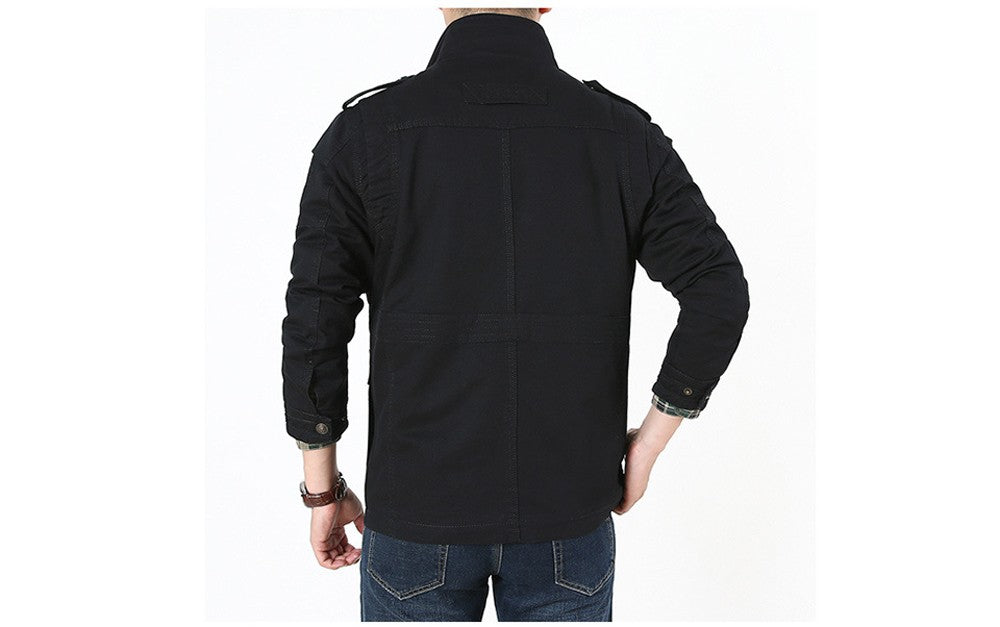 Autumn Men's Military Jacket Casual Man Stand Collar Cotton Business Coats Men Multi-pocket Windbreaker Jackets Clothing 7XL