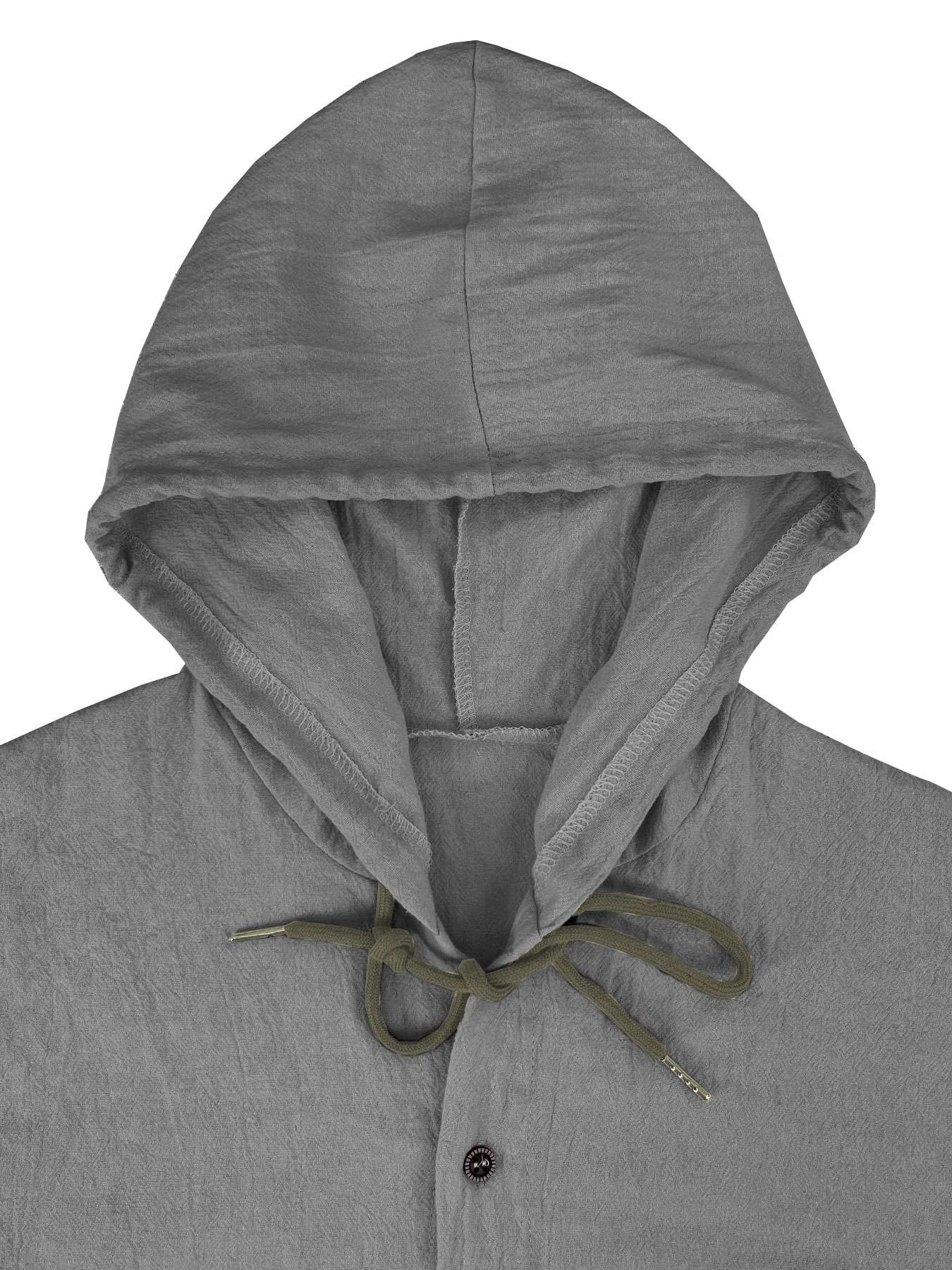 Summer Men's Cotton Linen Shirt Solid Streetwear Long Sleeve Hoodie Clothing For Men Button Tops Casual Loose Men Hooded Shirt