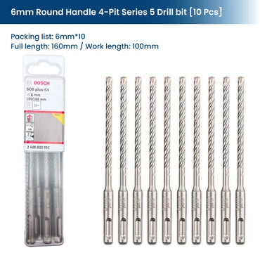 Bosch SDS Plus Hammer Drill Bit Sets for Concrete Diameter 6-12mm Round Handle Rotary Hammer Drill Accessories