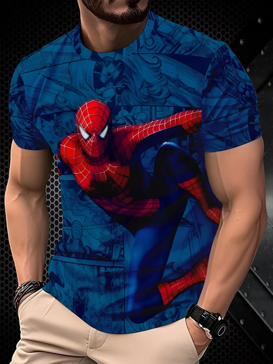 Men Marvel Spider-Man Graphic T-Shirt Spider Design Casual Summer Tops Spiderman Print Superhero Clothes Spiderman T Shirt