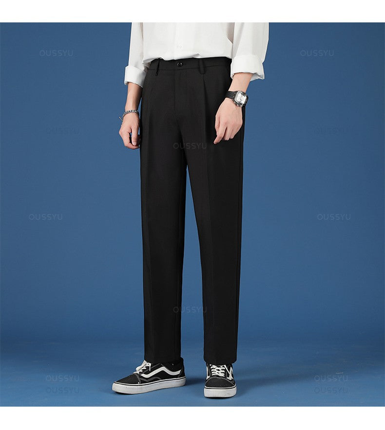 Spring Summer New Smooth Pendulous Suit Pants Men Business Long Trousers Korean Formal Ankle Length Pant Male Plus Size 40