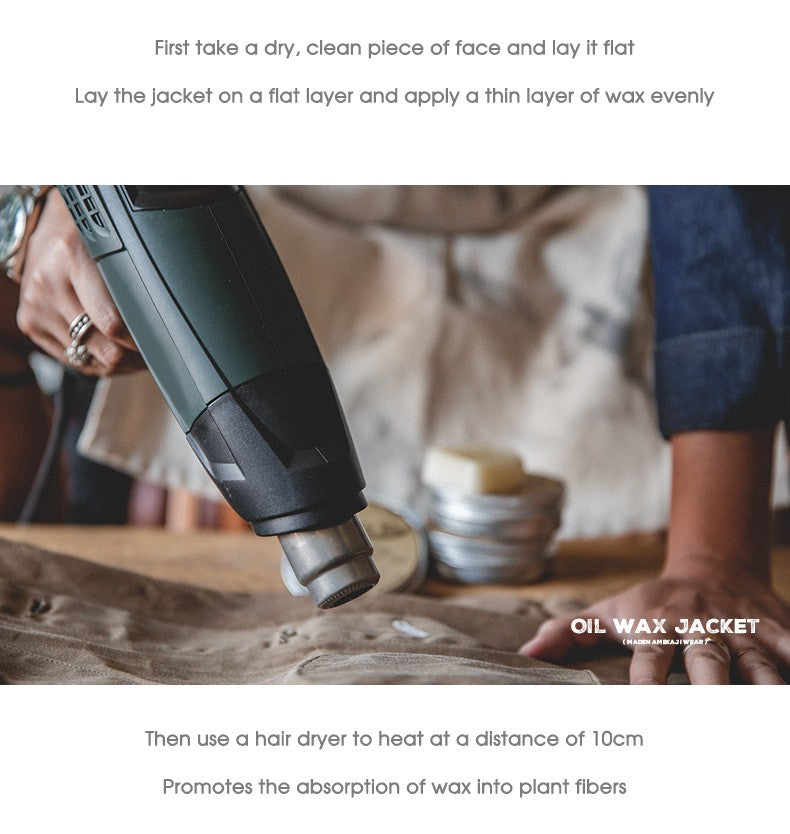 Maden Retro Heavyweight Canvas Oil Waxed Jacket Cotton Waterproof Hunting Coat Male Spring Khaki Casual Work Safari Style Jacket