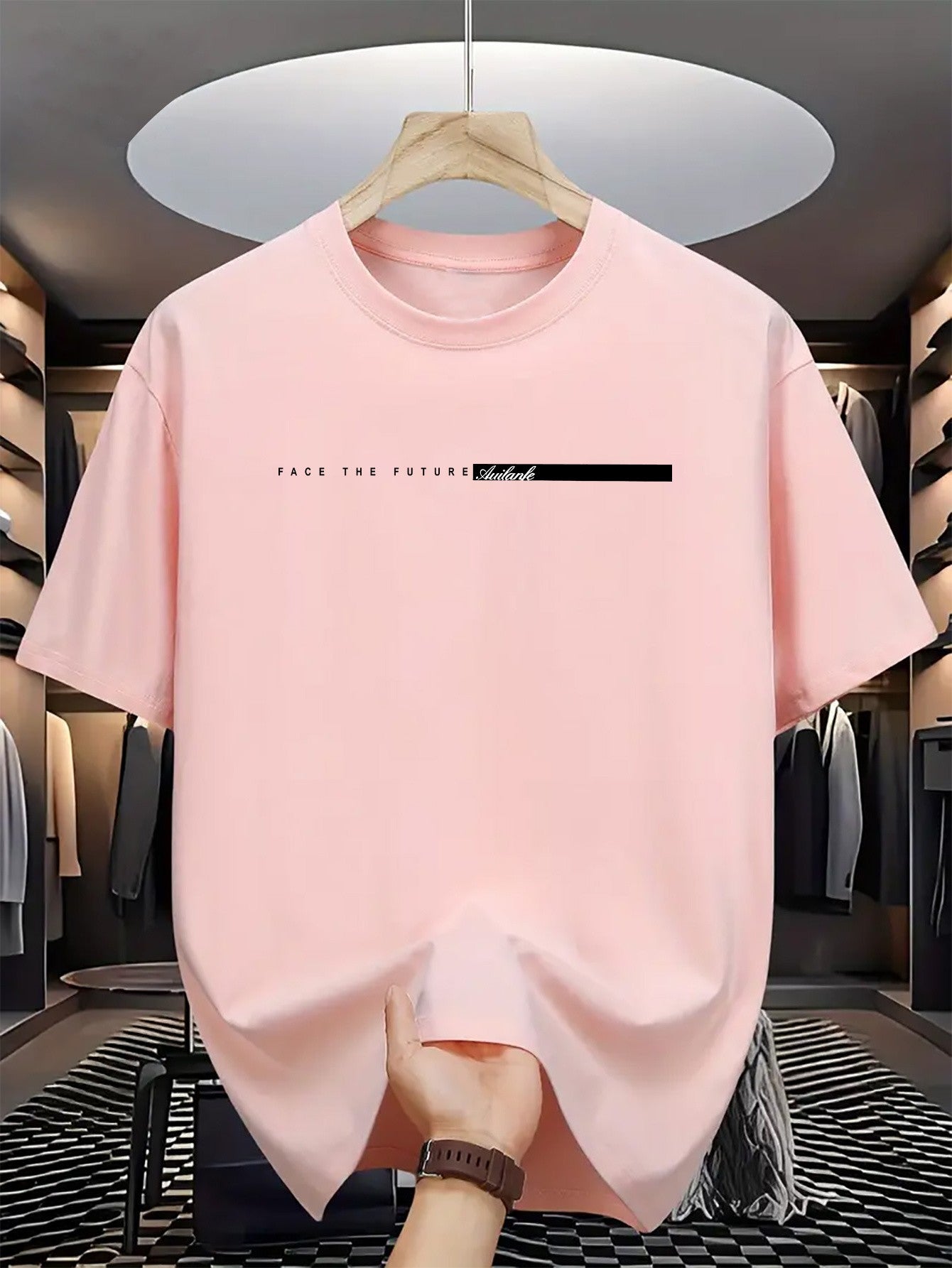 Summer men's 100% cotton casual loose fit large letter print round neck short sleeved T-shirt top High Street Unisex style