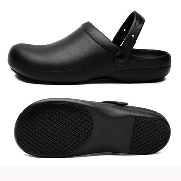 Pure Black Anti Skid Rubber Sandals Chef Shoes Kitchen Cook Waterproof Garden Shoes Clogs Without Holes Plus Big Size 47 48 49
