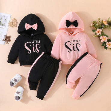 Comfort Fashion Spring-Autumn Baby 2-Piece Clothing Set Children Long Sleeve Hoodie and Color Blocked Pants Everyday Wear Sets