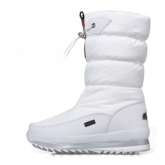 Winter thick women's snow boots Warm Plush Mid-calf Boots Non slip Waterproof Platform Snow Boot Casual Female White shoes
