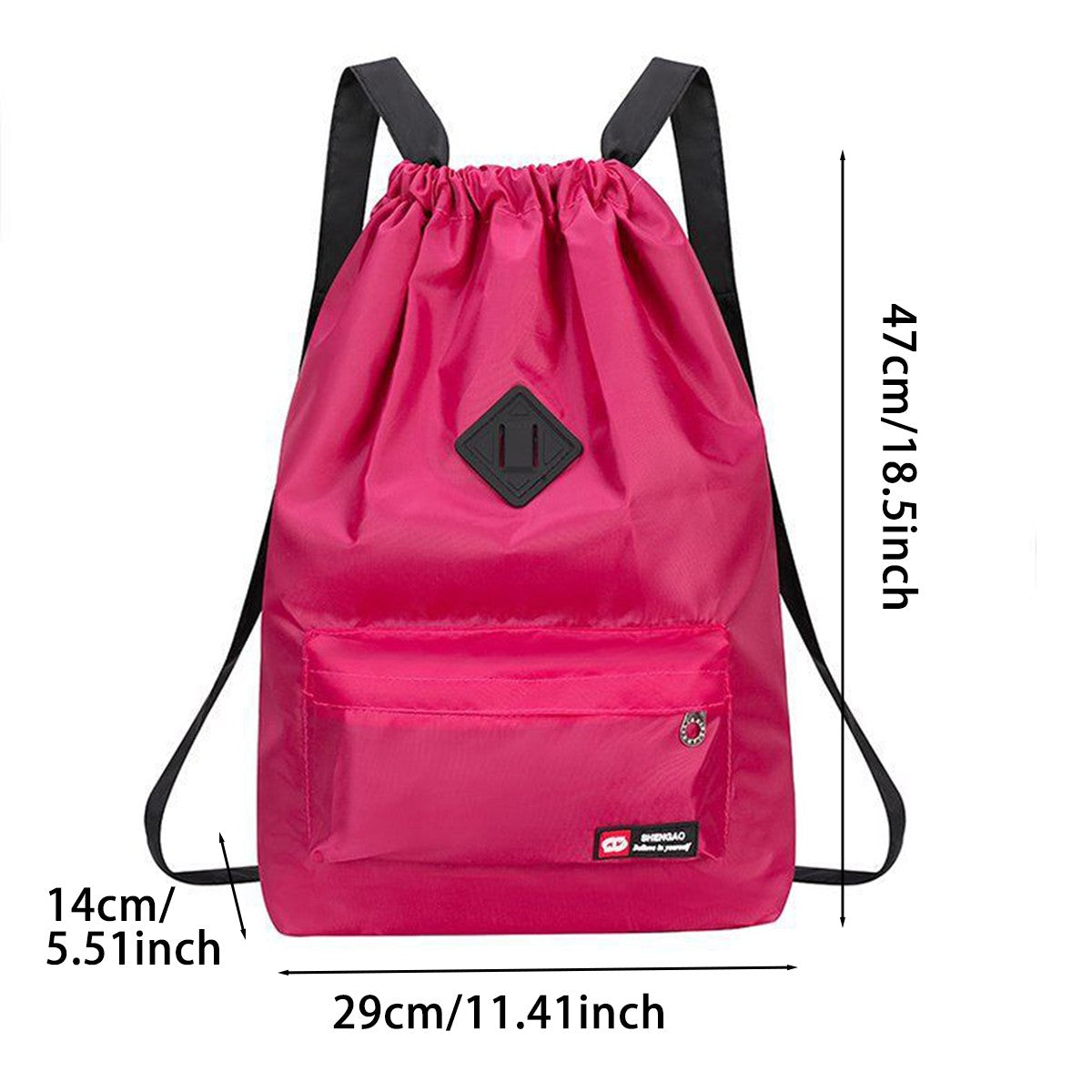 Bolsa feminina de lona Oxford com cordão leve, mochila esportiva de nylon para viagem, bolsa de caminhada versátil de grande capacidade
