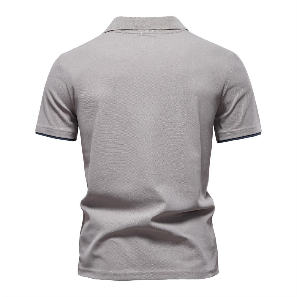 AIOPESON Men's Summer V-Neck Striped Polo Shirt Breathable Slim Fit Polo Shirts for Men Lightweight Casual Athletic Polo