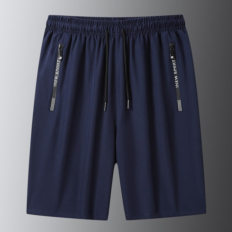 Quick Dry Shorts Men Summer Thin Short Pants Running Sports Bottom Gym Fitness Beach Zipper Pocket Loose Short Sweatpants Men