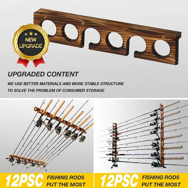 1 par de suportes para varas de pesca para até 6 varas. Suportes para varas de pesca montados na parede ou no teto para armazenamento na garagem.