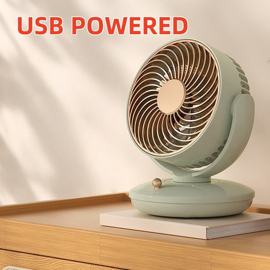 USB Plug in small Desktop Fan 6 inch Table fan 3 Speed 140° Manual Tilt and 120° Auto Oscillation For Home Office Bedroom