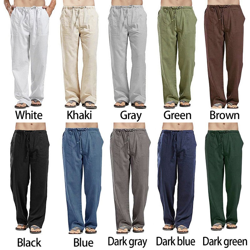 Fashion Mens Linen Wide Pants Korean Trousers Oversize Sports Streetwear Male Spring Yoga Pants Casual Men Clothing Sweatpants