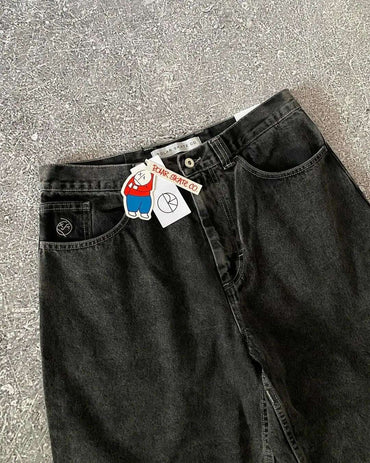 Retro Hip hop Embroidery Graphic Pants Cartoon Streetwear Denim Shorts Y2k Baggy Jorts Harajuku Gym Basketball Shorts Men