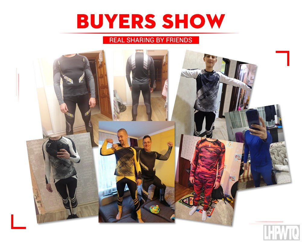 Men Compression Jogging suit Winter Thermal underwear Sports Suits Warm Men's Tr