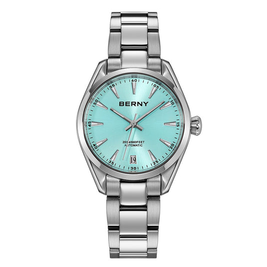 BERNY Automatic Women Watch PT5000 Sapphire Mechanical Elegant Women's Swim Watches 20ATM Full Stainless steel Swim Wristwatch