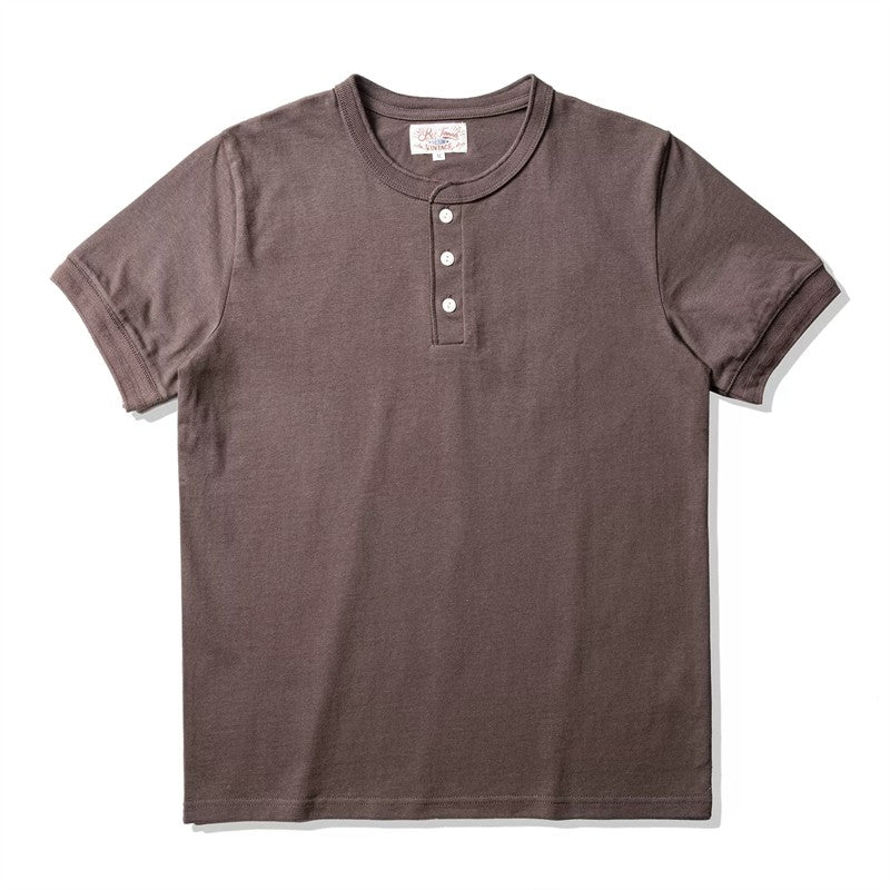 Red Tornado Short Sleeve Henley T-Shirt Heavyweight Cotton Men Every Day Tee Amekaji