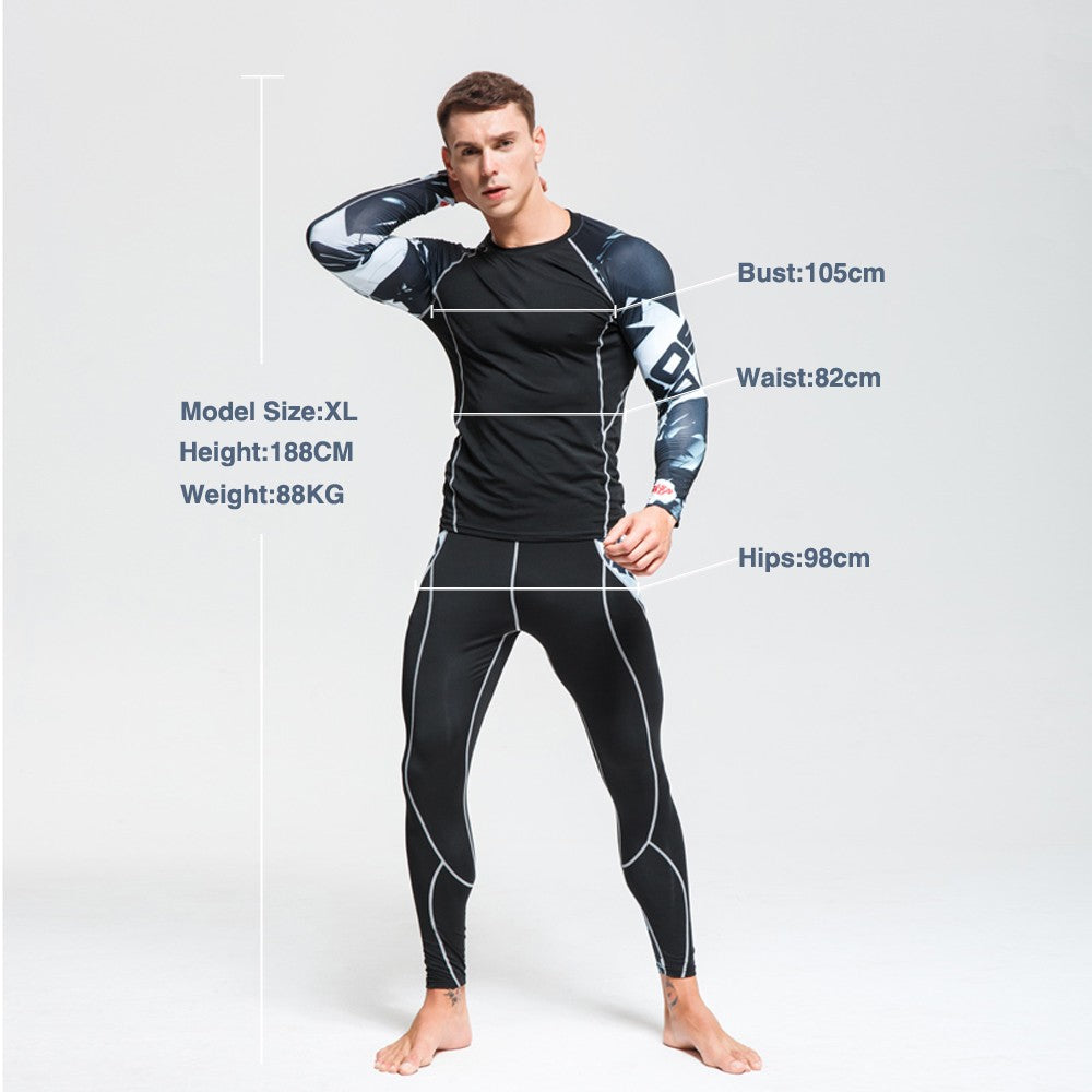Men's Sports Suit MMA rashgard male Quick drying Sportswear Compression Clothing