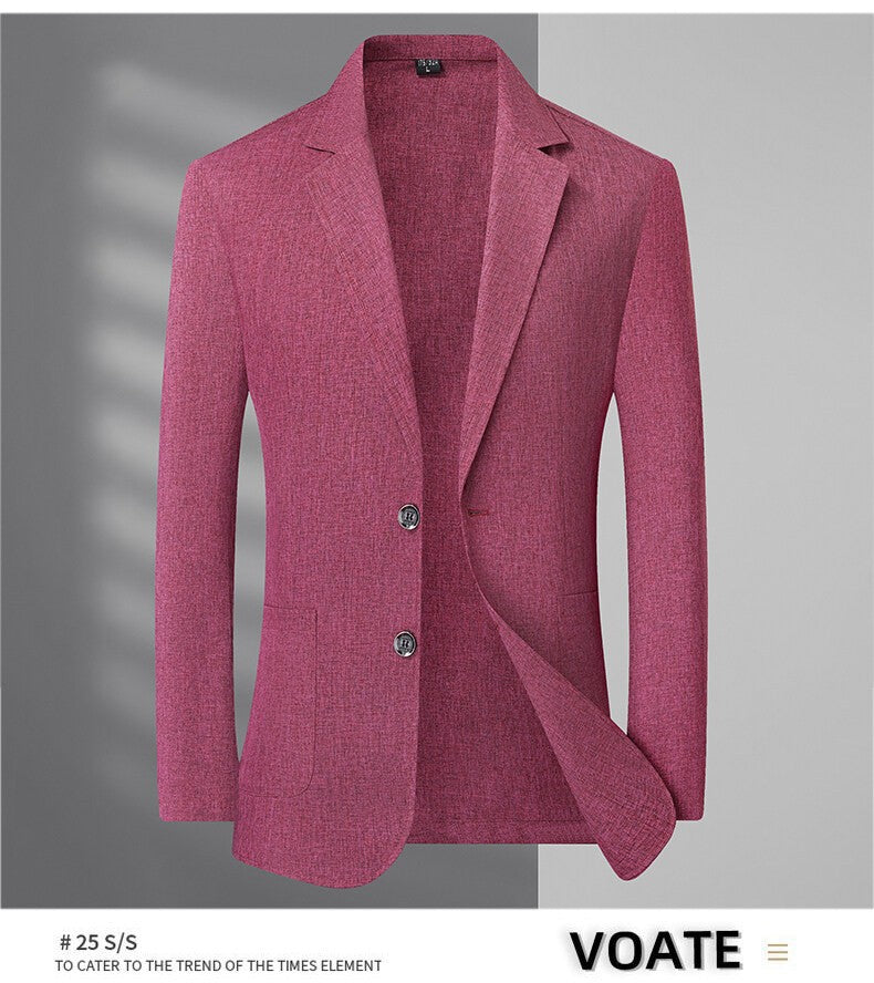 A fashionable and stylish men's sun-protective suit with a linen collar and two buttons, along with a sun-protective jacket