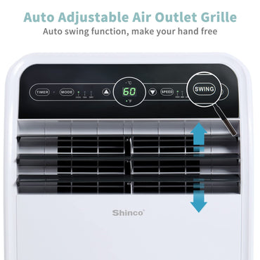 Shinco 12,000 BTU Smart Wi-Fi Portable Air Conditioner, Portable AC Unit with Built-in Cool, Dehumidifier&Fan Modes for Room