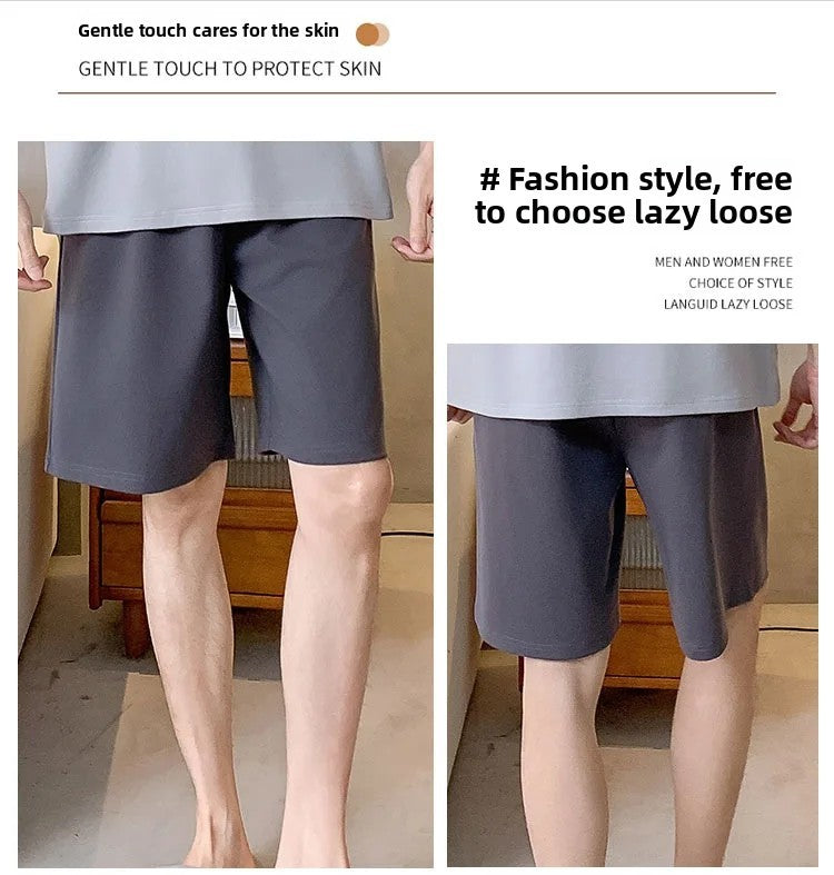 Summer Men's Loose Fit Short Pants Thin Cotton Sporty Comfortable Five-Point Home Leisure Pants Outerwear Big Size Sleepwear