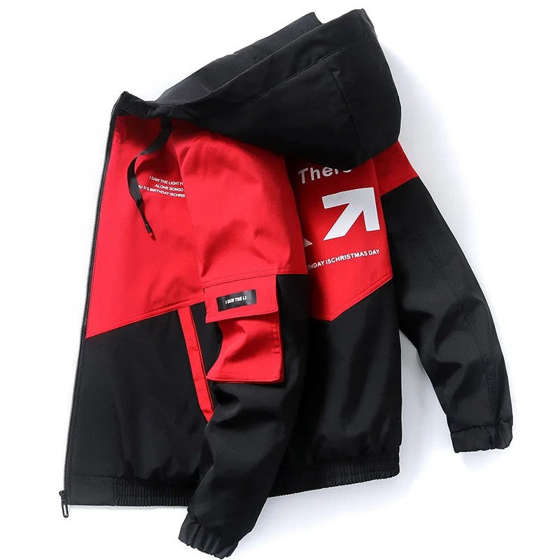 2023 Men's Spring and Autumn New Jackets High Street Trendy Printing Cargo Coat Stitching Color Windproof Pilot Jacket Male