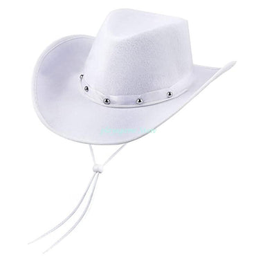 Y88A Creative Rivet-Decor Felt Cowboy Hat Cowgirl Big Brim Accessor