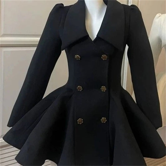 Hepburn Preface Pinch Waist and Clip Cotton Wool Coat 2025 Winter New Item Rich Heiress Thick Woolen Coat Coat Commuting Jacket