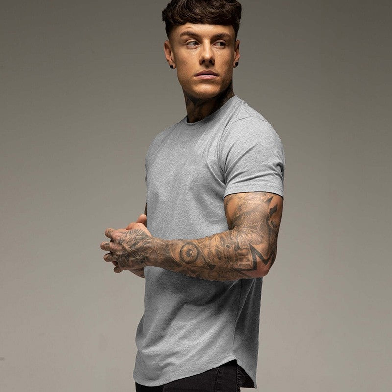 Plain Summer Workout Gym T-Shirt Mens Cotton Short Sleeves T Shirt Casual Tee Tops O-neck Streetwear Fashion Sports Clothing