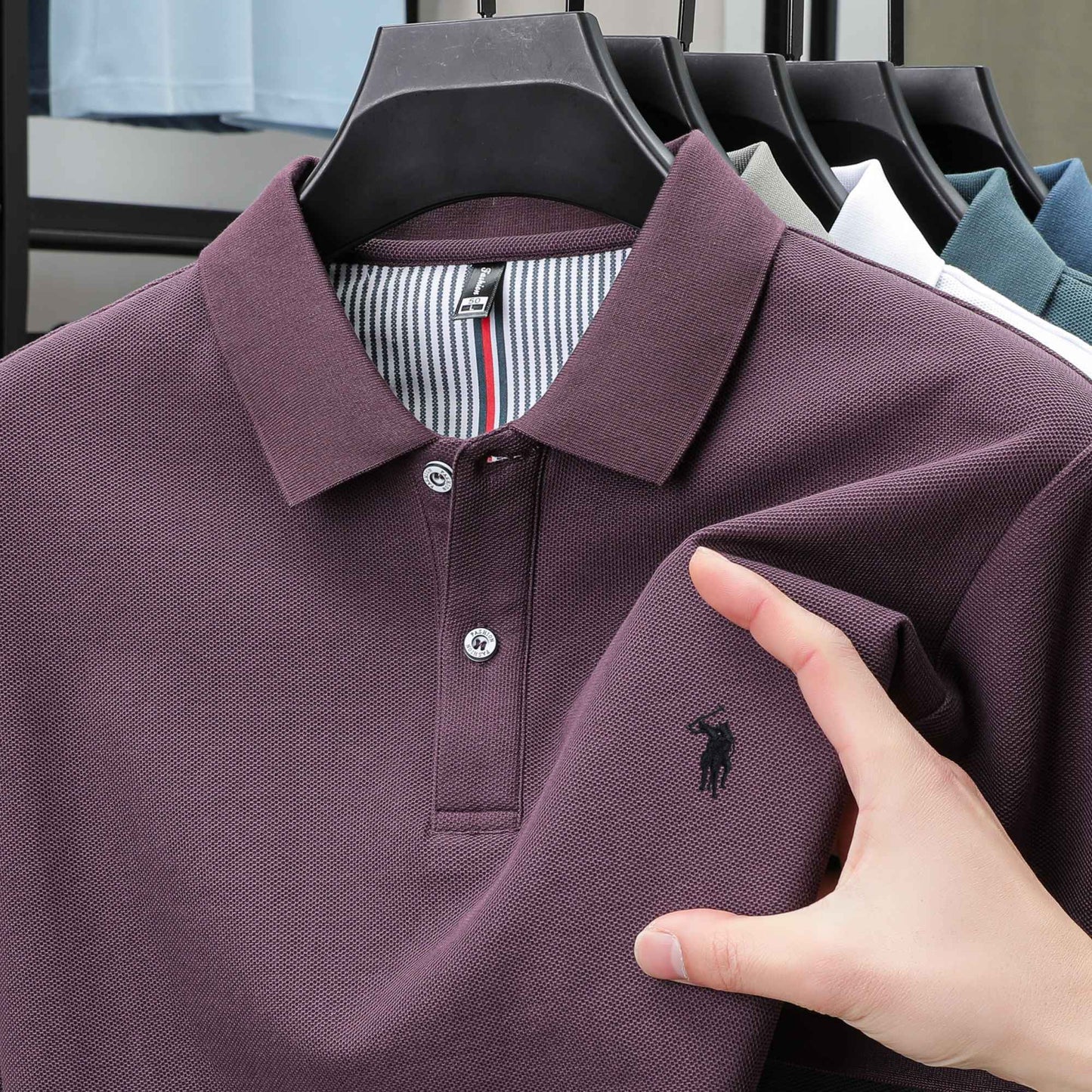100% pure cotton summer new fashionable men's shortsleeved luxury customized business polo shirt exquisite embroidery Tshirt top