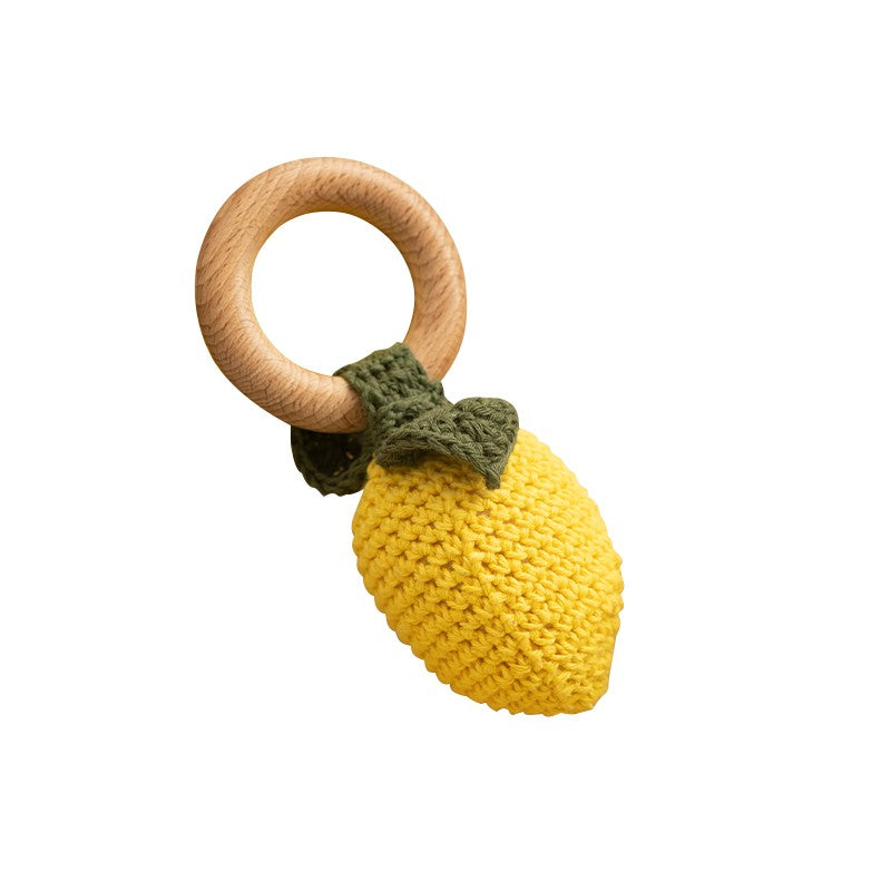 1 Brinquedo Chocalho de Crochê para Bebê Fruta Pulseira de Madeira com Design de Limão e Cereja Brinquedo Musical Chocalho para Bebês Brinquedos Mordedores Presentes para Recém-Nascidos