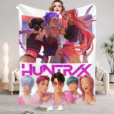 kpop Demon Hunters Huntrix Blankets Quality Soft Warm Throw Blanket Winter Kids Couch Bed Fluffy Bedspread