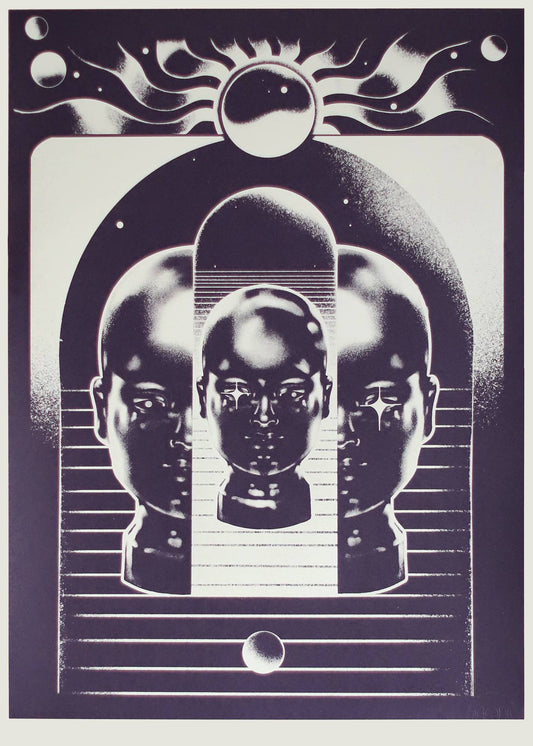 Abstract Futurism Wall Art Dark Colorful Character Geometry Canvas Print Trendy Retro Poster for Living Room Home Decor Gift