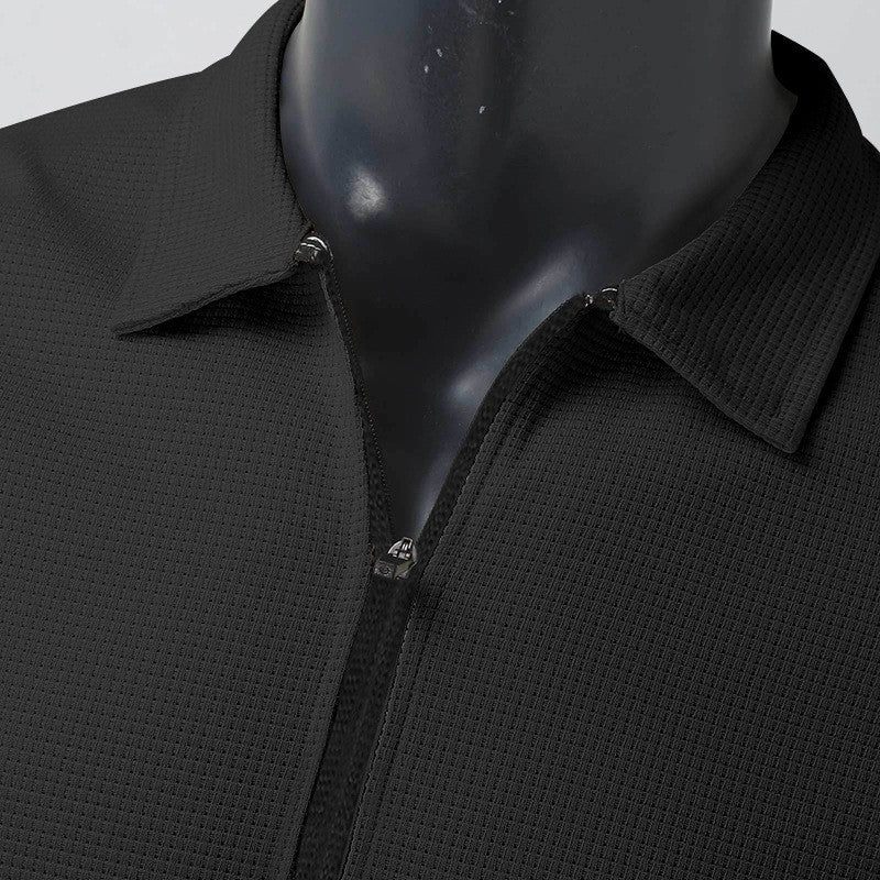 2024Summer Popular Waffle Outdoor Polo Collar Jacket Men's Coat Nick Garment Casual Sports Zipper Cardigan Long Sleeve Coat