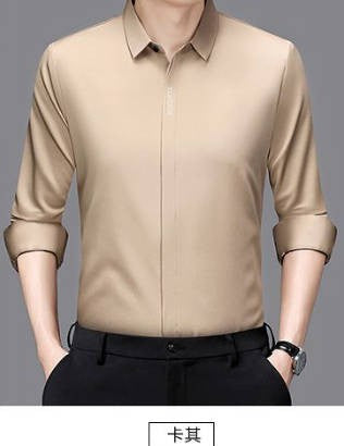 High End Mulberry Silk Men Business Shirt Long Sleeve Button Invisible Elastic Tops Wrinkle Resistant Luxurious Men Shirt