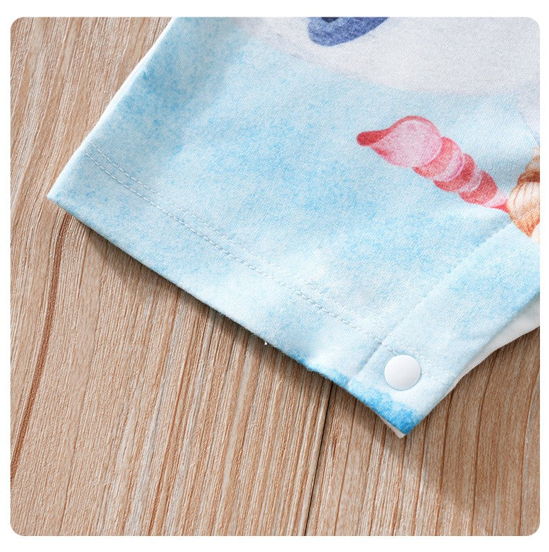 Newborn Clothing Cute Cartoon Marine Animal Print Comfortable And Soft 0-18 Boys And Girls Summer Short Sleeved Baby Jumpsuit