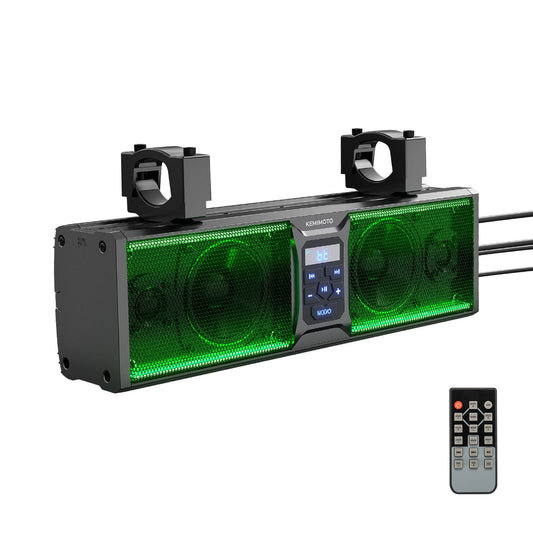 UTV 16in Speaker Metal Sound Bar IP65 Waterproof Golf Cart Sound Bar ATV Speaker Bluetooth with RGB Fits 1.25 in - 2 in Roll Bar