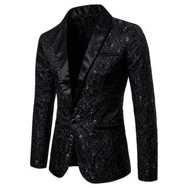 Luxury Men Jacquard Single Button Slim Fit Turndown Collar High Quality Wedding Banquet Men Jacket Coat