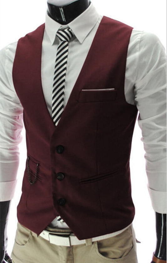 Men's Suits Single Vest Single Breasted Elegant Classic for Wedding Dresses Business