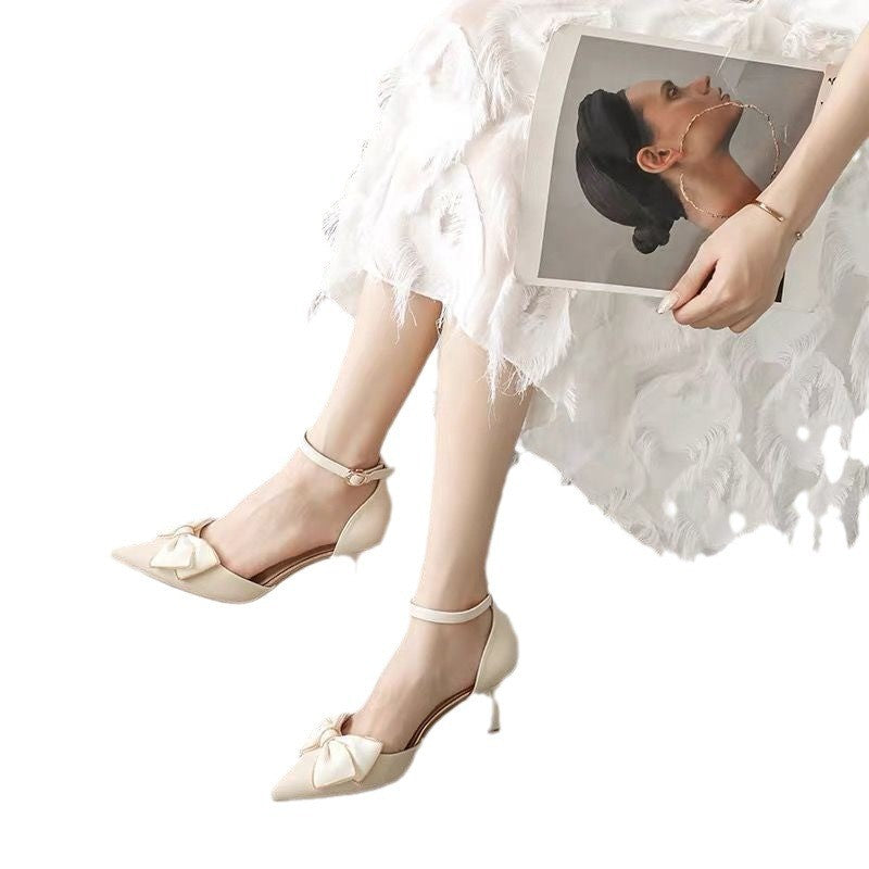 Salto Médio Sapatos Femininos Tendência Bico Fino Borboleta Stiletto Elegante Vestido Casamentos Festa de Noiva Branco Grife