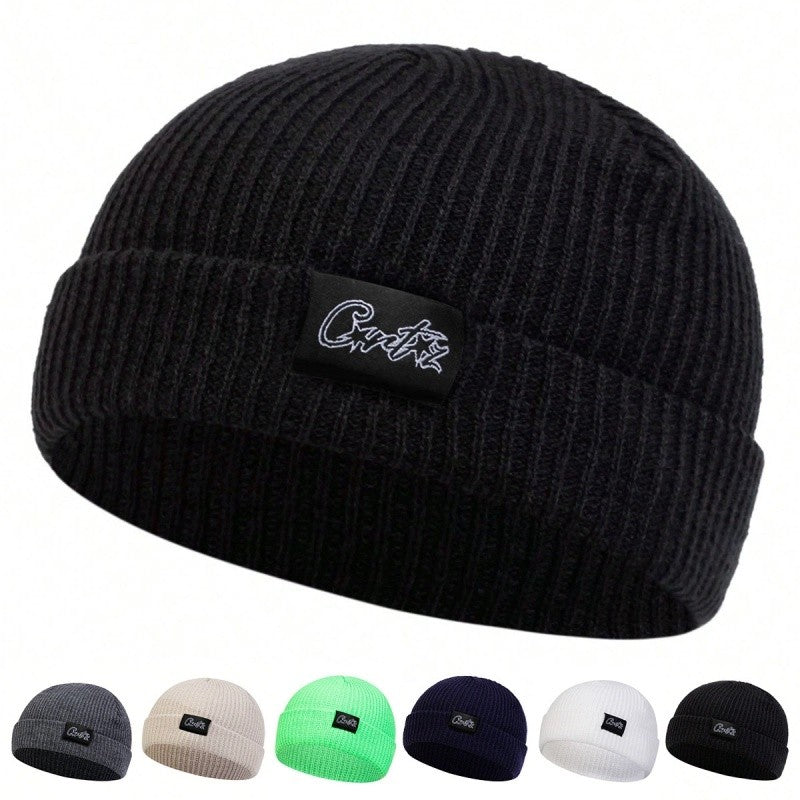 Unissex MILANO Letra Etiqueta Gorro Inverno Quente Chapéu Hip Hop Boné Gorro Toucas para Mulheres Homens
