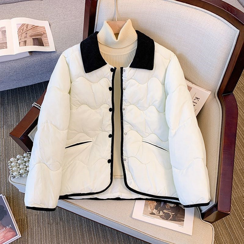 Fashion Women's Cotton Jacket 2025 New Autumn Winter Coat Parker Lightweight Warm Short Lapel Casual Outerwear Female Top