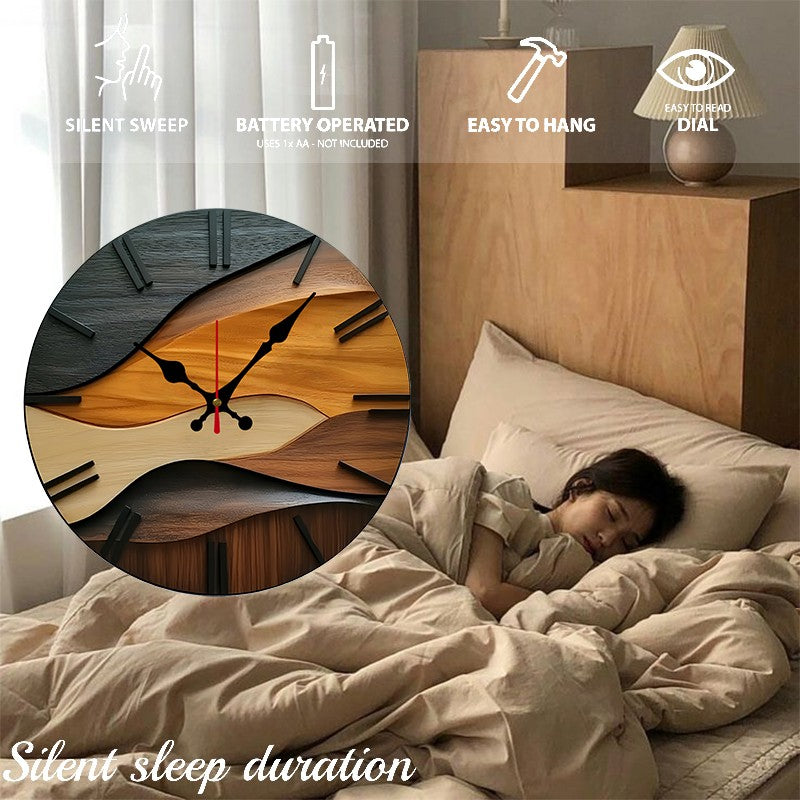 Nordic Style Wooden Round Silent Hanging Wall Clock, Suitable For Living Room, Office, Study Room, Bedroom, Home Decoration