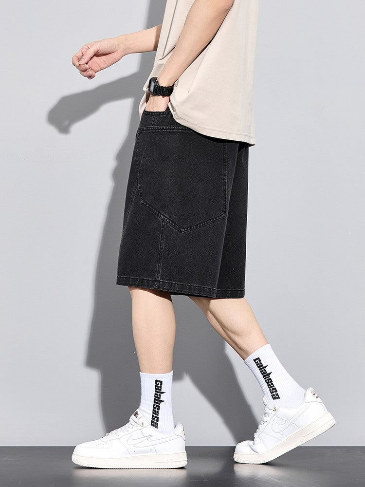 Men's Summer Denim Cargo Shorts Big Size 8XL 7XL 6XL Elastic Waist Straight Baggy Jeans Shorts