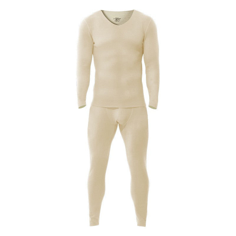 Seamless thermal underwear men's set V-neck thickened and fleece winter winter tight wool base long Johns