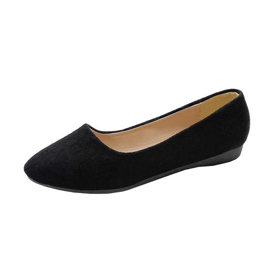 Plus Size 35-42 Women Flats Slip on Candy Color Woman Boat Shoes Black Faux Suede Ladies Ballet Flats