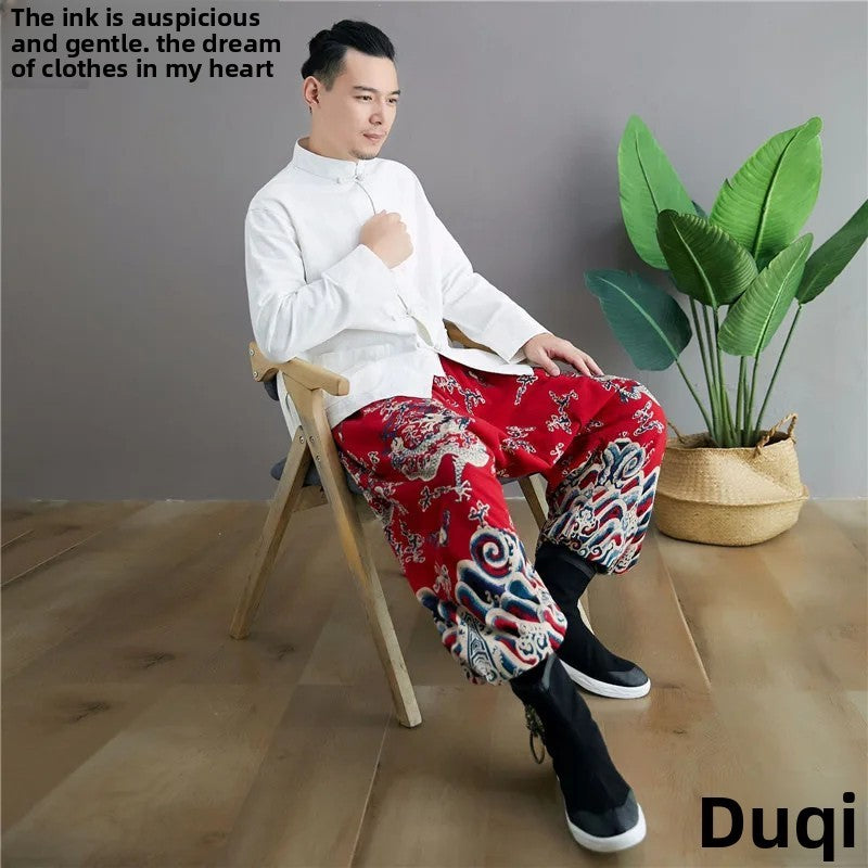 New Arrival Spring Autumn Handmade Cotton Linen Chinese Style Vintage Tang Suit Shirt White Base Layer Monk's Shirt