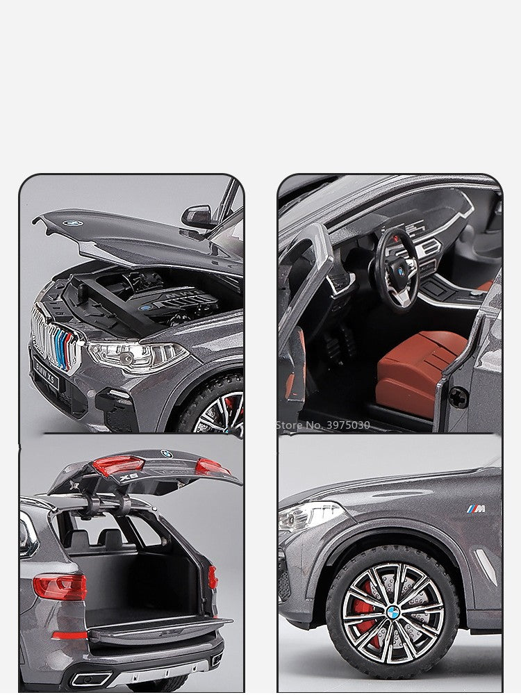 1:24 BMW X5 Modelos Carros em Miniatura SUV 6 Portas Abertas Veículos Pneus de Borracha com Luz de Som Carro Brinquedos Educacionais Infantis