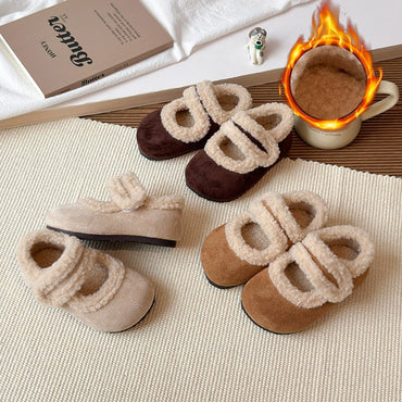 Sapatilhas de Algodão para Crianças de 1 a 18 Anos Bege Acolchoadas Sapatos de Caminhada Grossos para Meninos e Meninas Marrom Macio Antiderrapante Sapatos de Pele Infantil