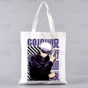 Jujutsu Kaisen Cartoon Shopping Bag Ryomen Sukuna Itadori Yuji Bolsas De Tela Shopper Okkotsu Yuta Gojo Satoru Shopping Jute Bag